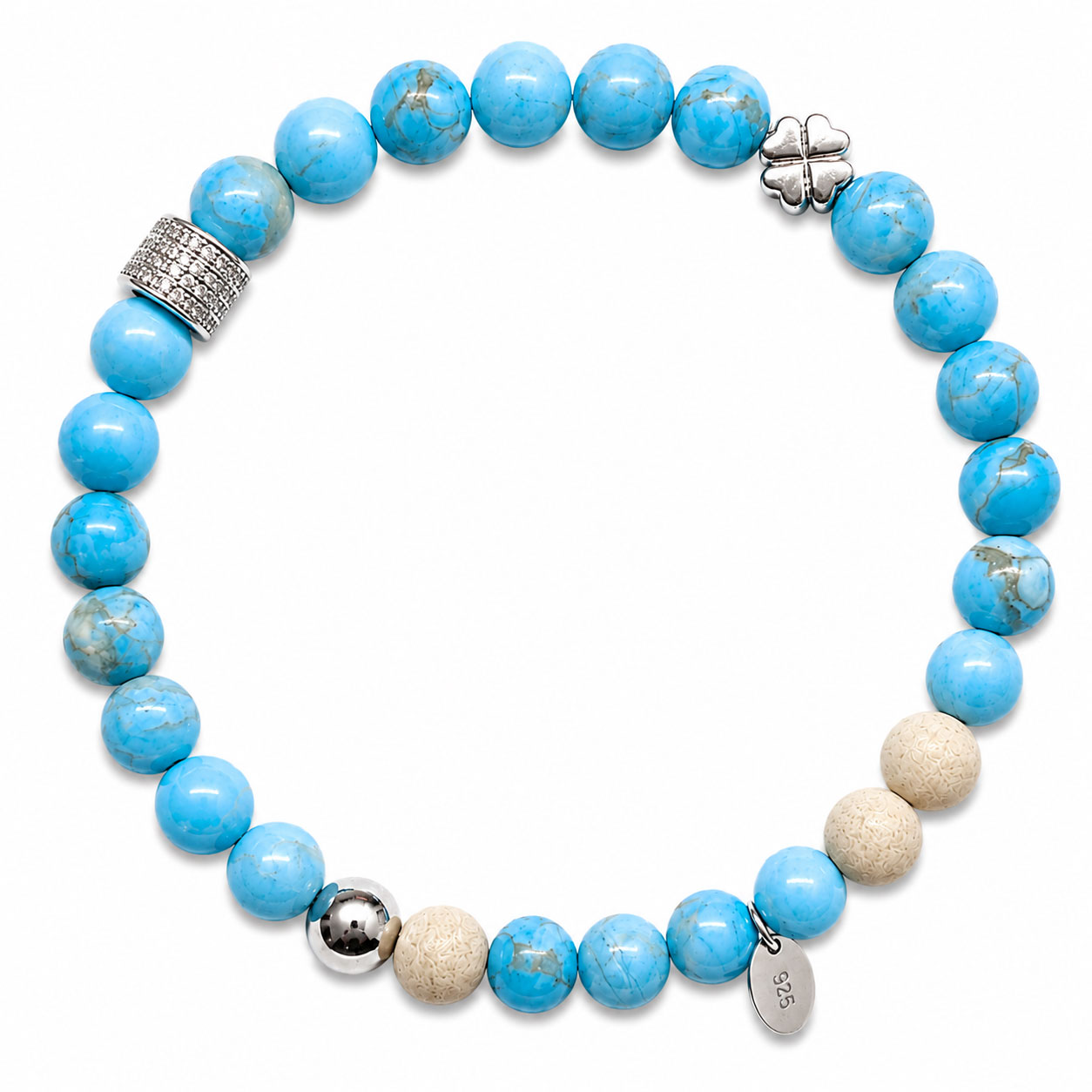 Bracciale elastico in argento rodiato bianco - Reiko