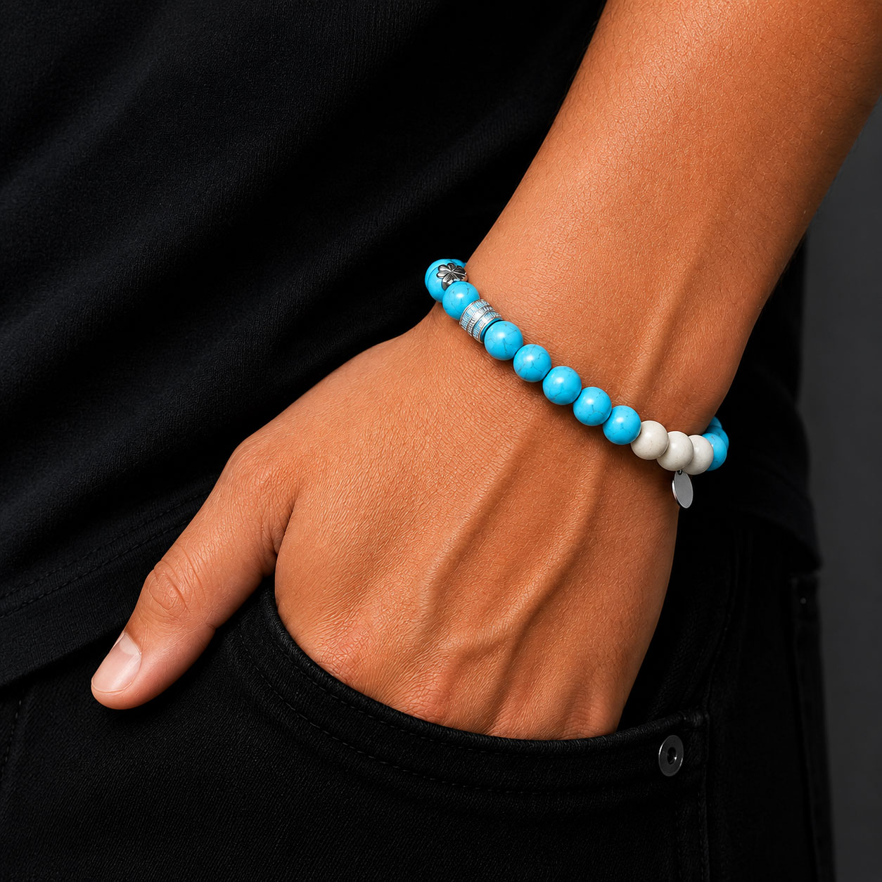 Bracciale elastico in argento rodiato bianco - Reiko