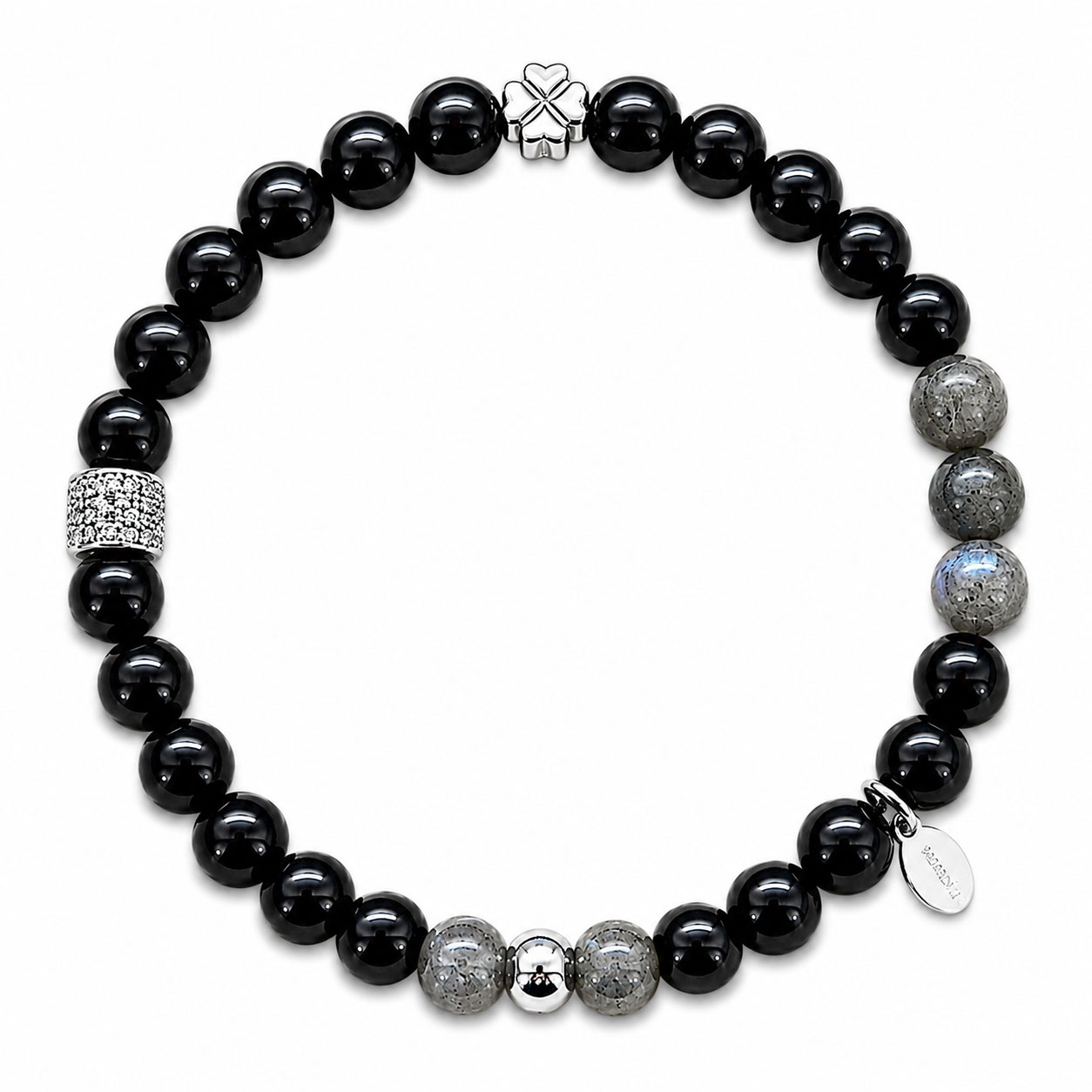 Bracciale elastico in argento  rodiato bianco - Reiko