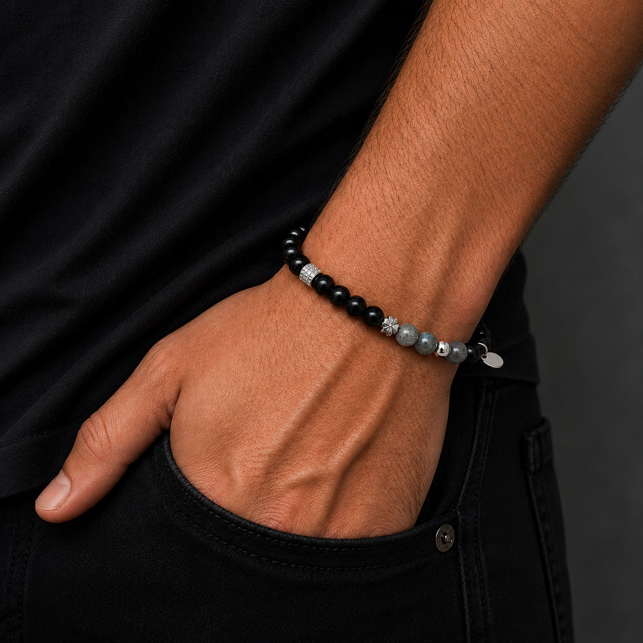 Bracciale elastico in argento  rodiato bianco - Reiko