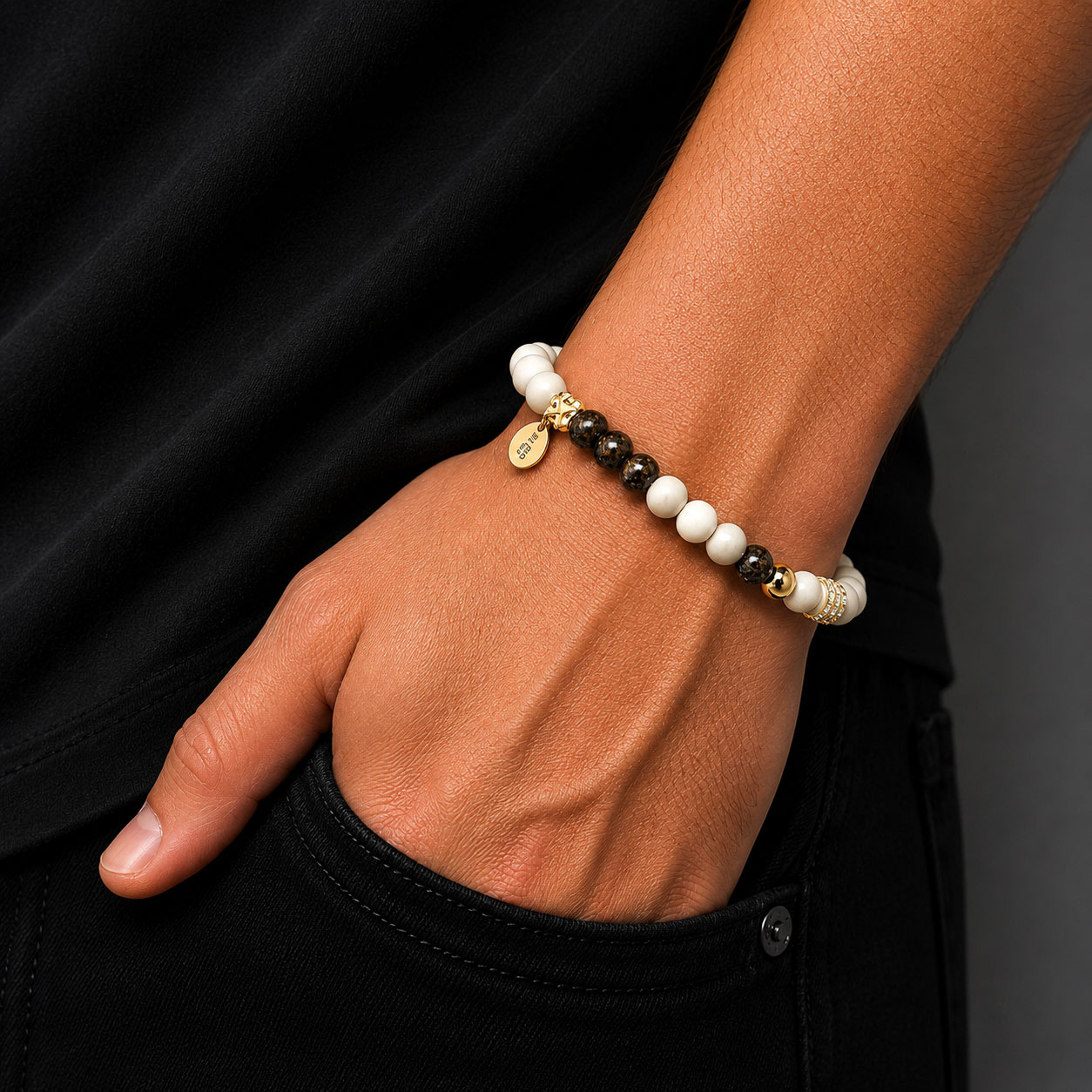 Bracciale elastico in argento dorato - Reiko