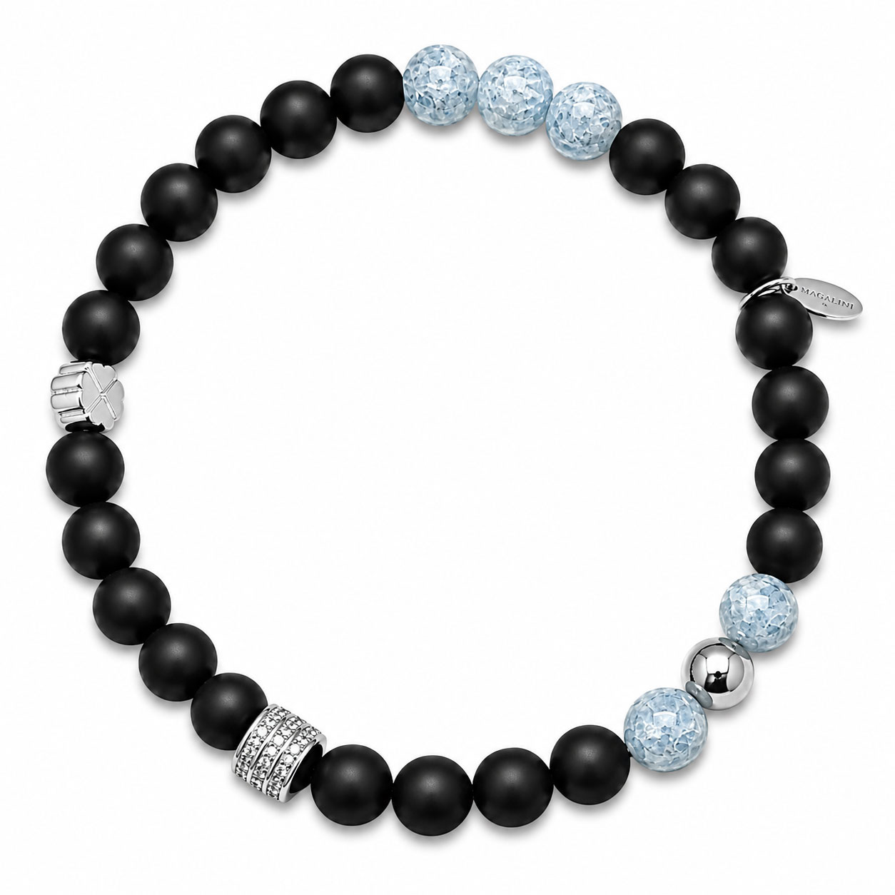 Bracciale elastico  in argento rodiato bianco - Reiko