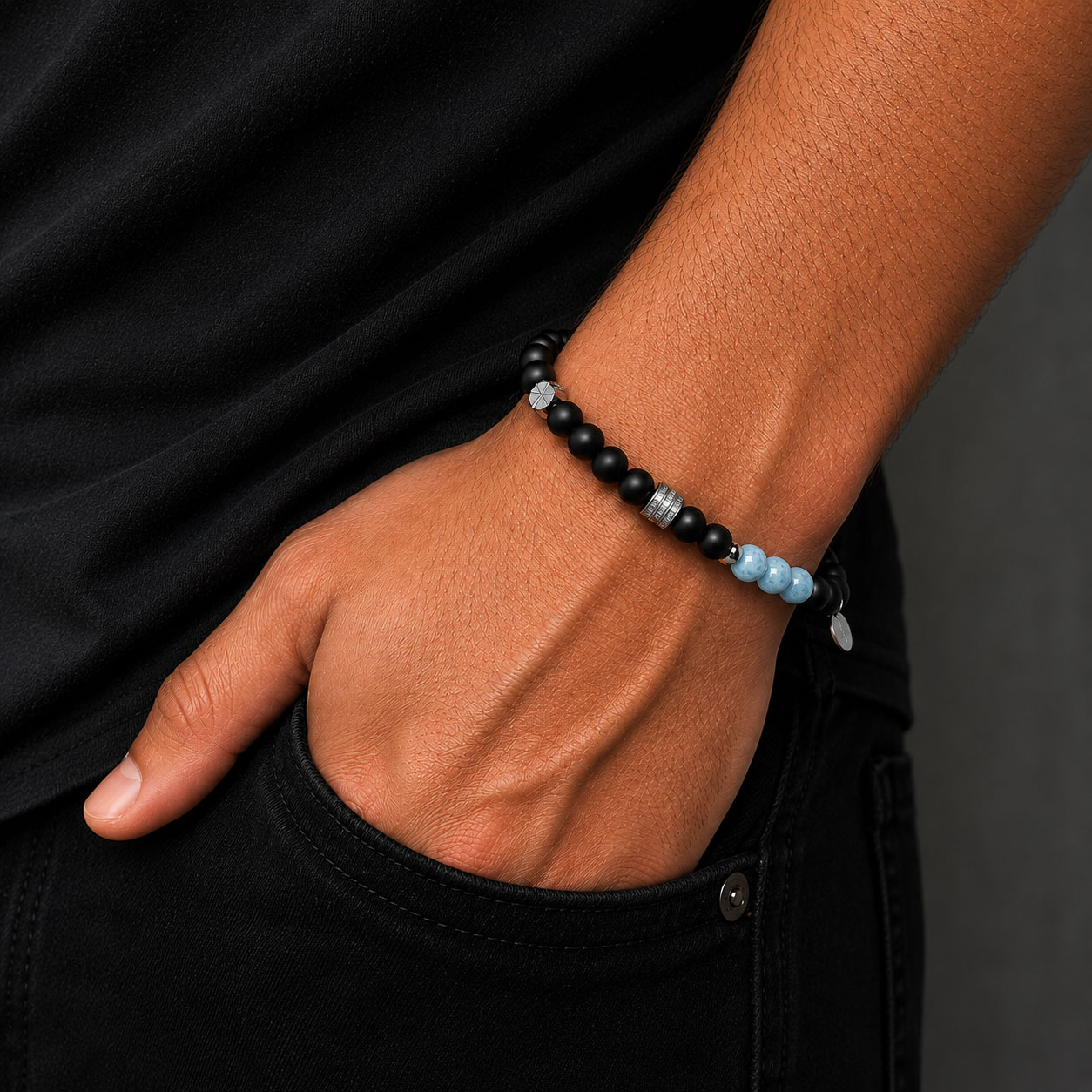Bracciale elastico  in argento rodiato bianco - Reiko