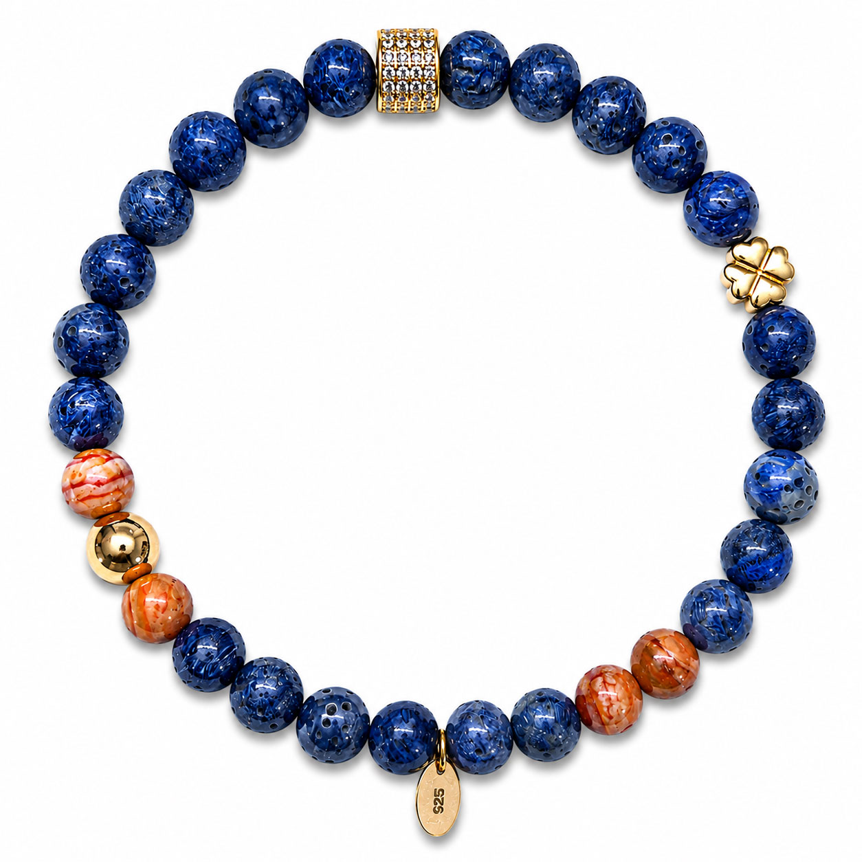 Bracciale elastico in argento dorato - Reiko