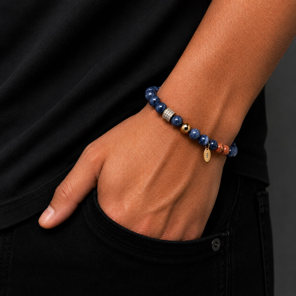 Bracciale elastico in argento dorato - Reiko