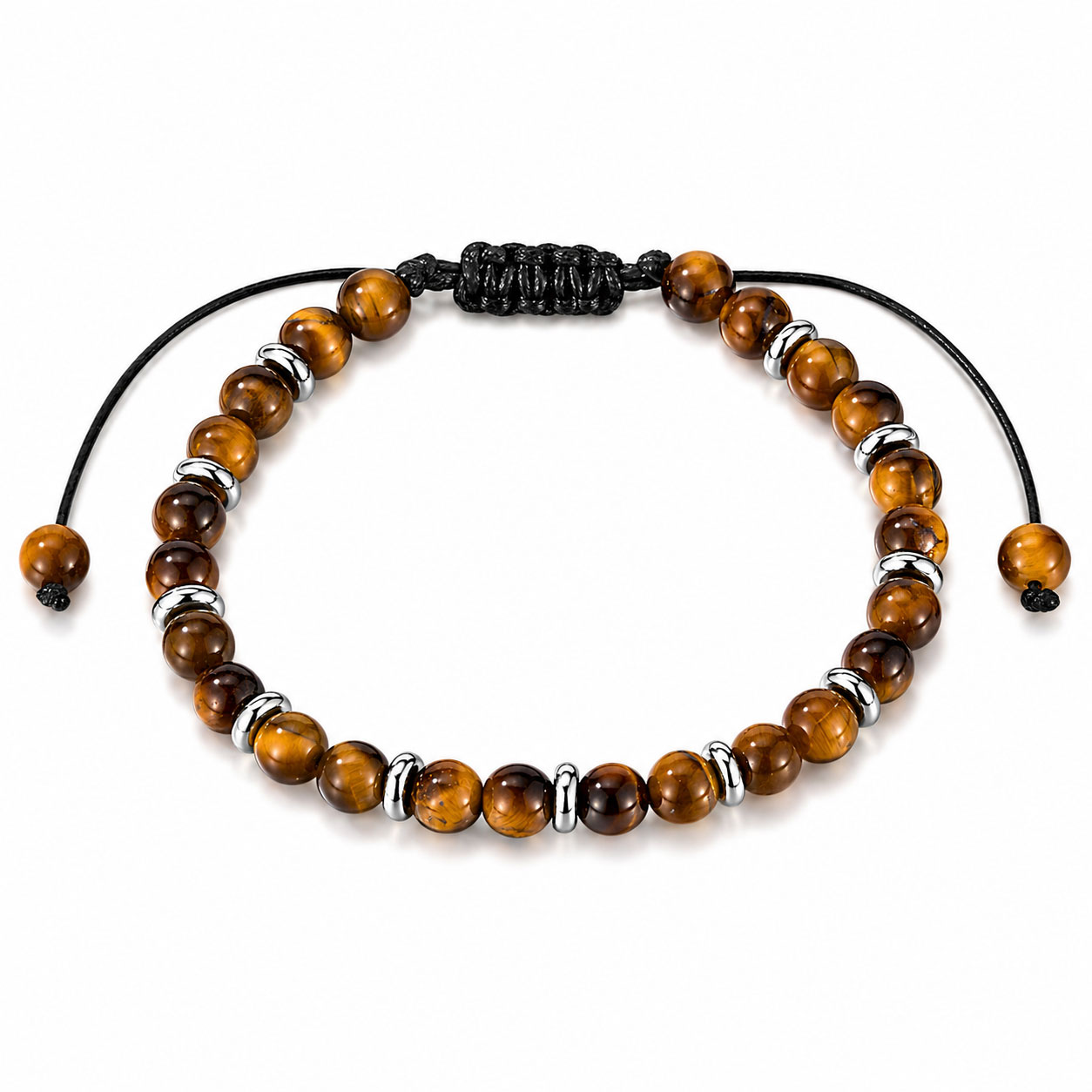 Bracciale Acciaio Bianco e Corda (28 cm) - Reiko