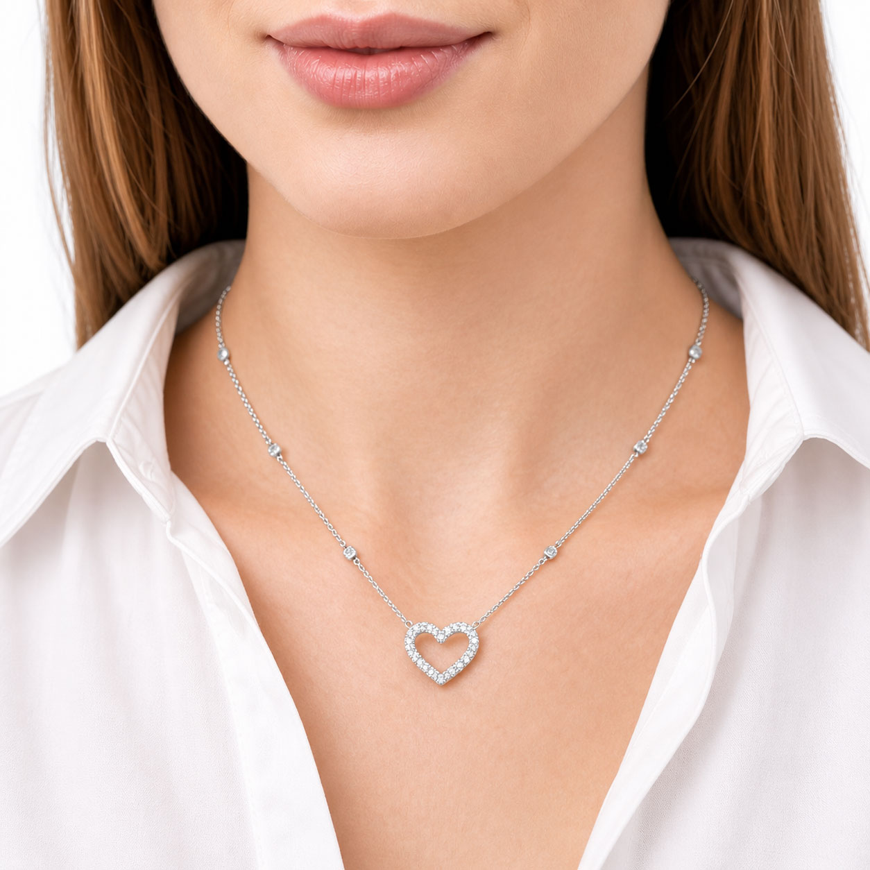 Collana Argento con Cuore in Zirconi - I gioielli di Sofia